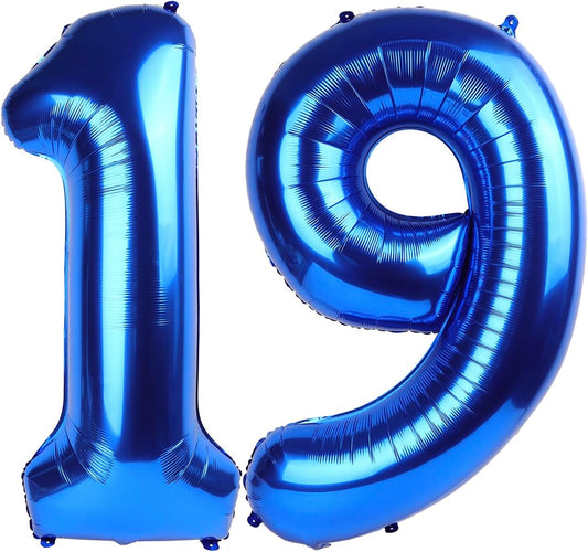 Number 19 Balloon - Navy Blue 40-Inch Birthday Decoration for 19th Celebration | Party Supplies