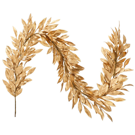 Jutom 9 Ft Gold Christmas Bay Leaf Garland Decoration Gold Bayleaf Garland for Christmas Fireplace Front Door Stairs Decoration Xmas Holiday Winter Engagement Birthday Wedding Supplies