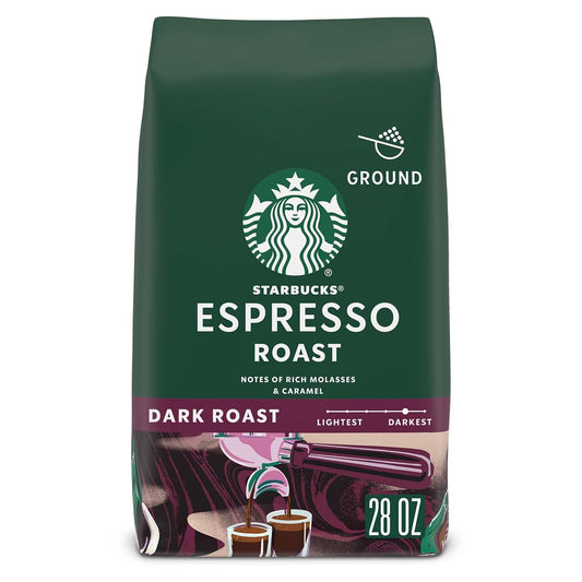 STARBUCKS® Espresso Roast Ground Coffee - Rich Flavor, 28oz (4 Bags)