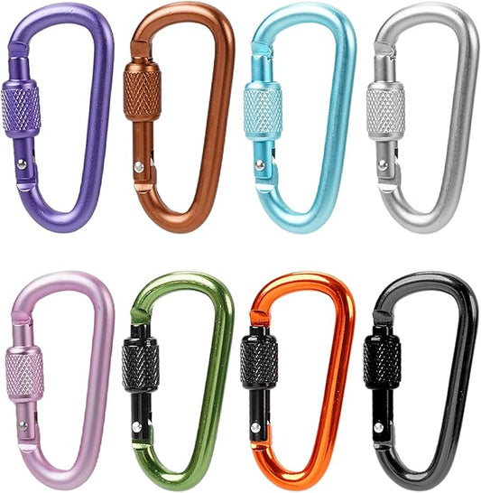 Multi-Pack Aluminum Carabiner Clips, 2" Ultra-Light Spring & Locking for Key,Hiking, Outdoor Activities