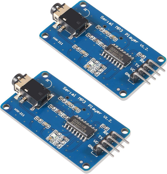 2Pcs YX5300 MP3 DORHEA UART Control Serial Music Player Module Voice Serial Port UART Control Module with TF Card Slot