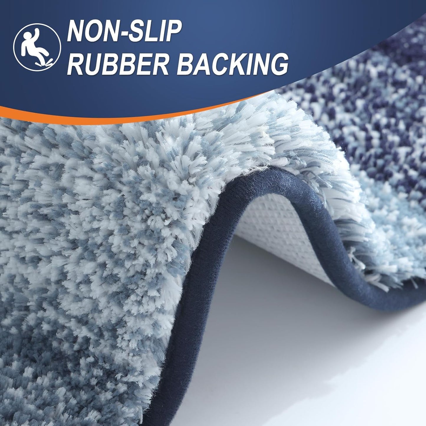 OLANLY Large Bathroom Rugs - Extra Soft Microfiber Mat 44x32 | Quick Dry & Washable, Airy Blue