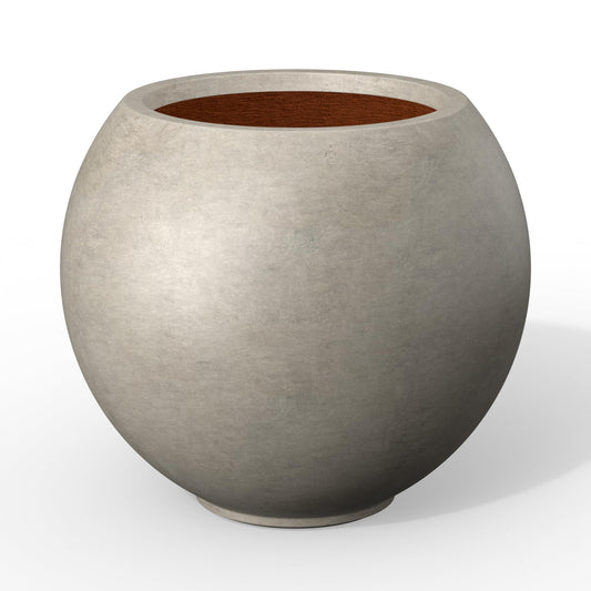 Kante Round Concrete Flower Pot, 11 Inch Dia (7.9" Opening) Sphere Shape Design Planter with Drainage Hole for Indoor & Outdoor Plants, Weathered Concrete Finish with Painted Interior