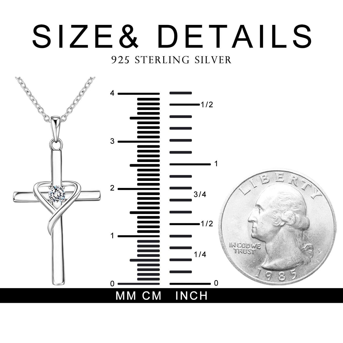 AmorAime 925 Sterling Silver Cross Necklace for Women Men 14K Gold Plated 5A CZ Birthstone Necklaces for Holiday (F.Light Purple-June-Alexandrite)
