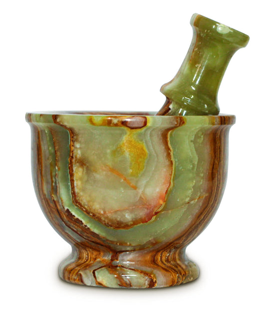 TheWolfard Mortar and Pestle Set – Large Stone Grinder with Polished Bowl & Non-Slip Base | Elegant Onyx Marble Kitchen Tool for Spices, Herbs & Guacamole