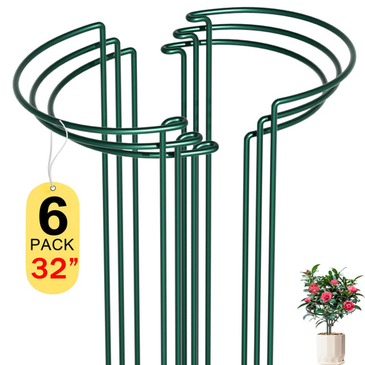 SYITCUN 6 Pack Peony Cages and Supports, 14" (W) x 32"(H) Plant Support, Rust-Proof Metal Plant Support Stakes for Outdoor&Indoor Plants