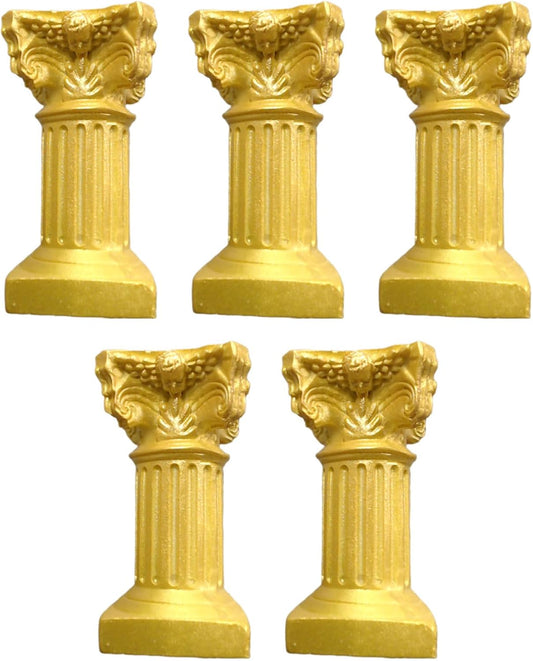Saihisday Miniature Roman Pillar Columns - Resin Candle Holders for Wedding & Christmas Decor | Yellow, 5 Pcs
