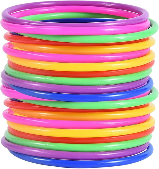 OBTANIM 24 Pcs Plastic Ring Toss Game for Kids and Outdoor Toss Rings for Speed and Agility Practice Game, Random Colors