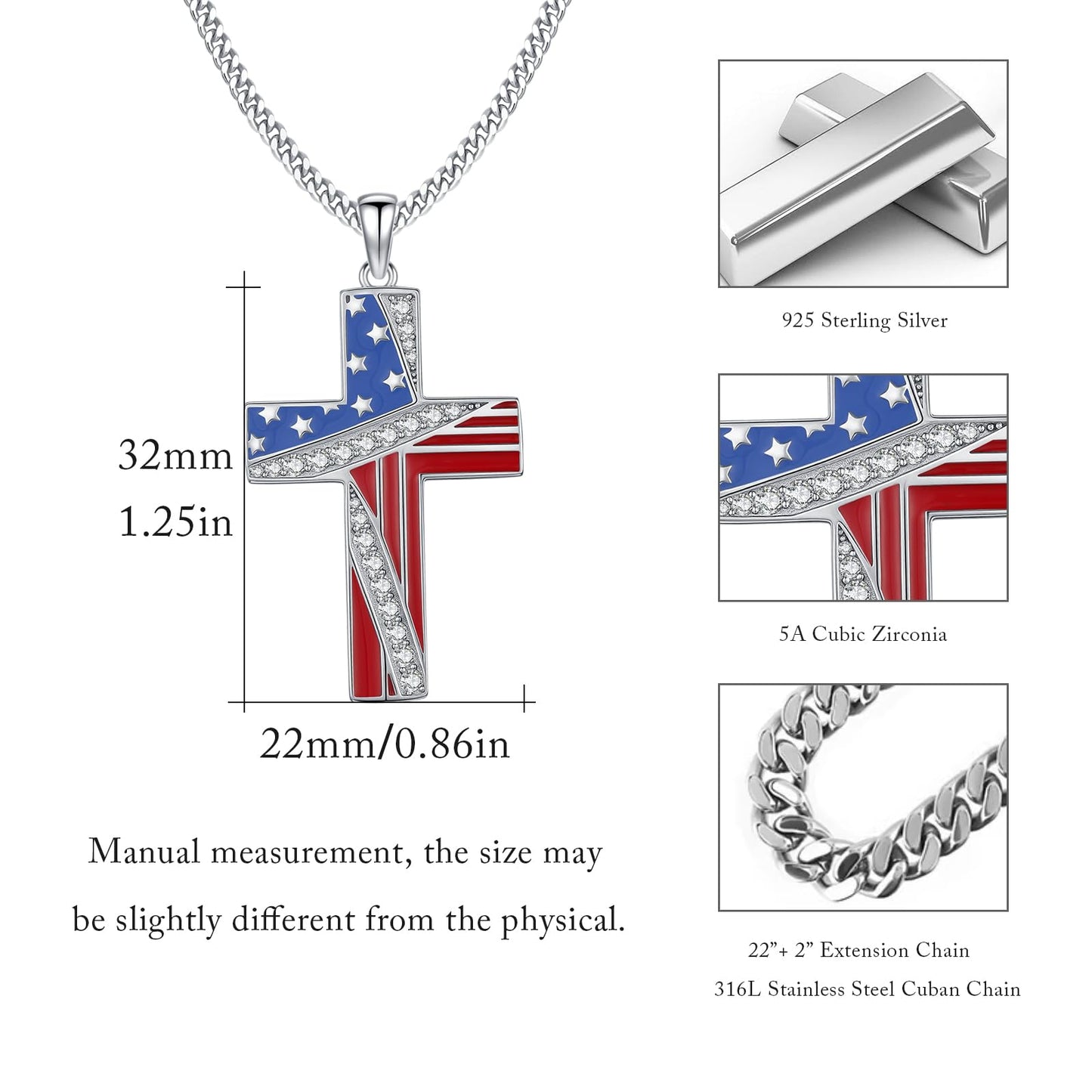YEESIA Cross Necklace for Women Men 925 Sterling Silver Orthodox Jesus Crucifix Pendant Necklace with Abalone Cross Jewelry Gift for Women Men