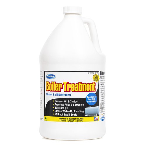ComStar Boiler Treatment w/Blue Color Indicator, Boiler Water Cleaner & pH Neutralizer, Prevents Rust, Scale in Boiler Water Without Flushing, Helps to Remove Oil & Sludge, 1 Gallon (35-145)