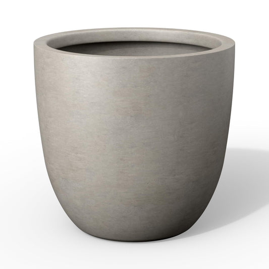 Kante 18 Inch Dia Round Concrete Planter, Indoor Outdoor Large Plant Pot with Drainage Hole and Rubber Plug for Home Patio Garden, Weathered Concrete
