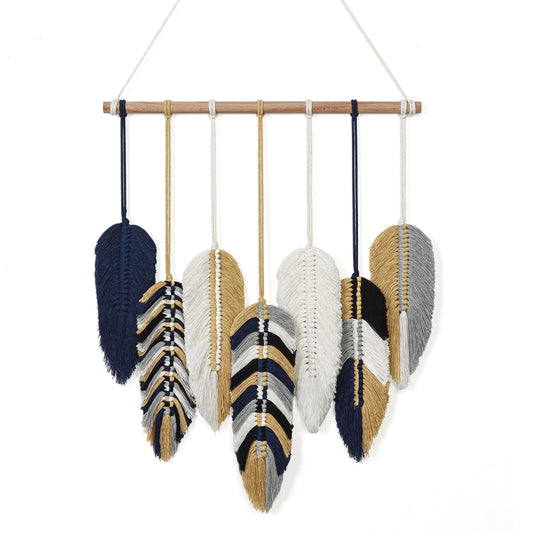 Betylifoy Macrame Leaf Wall Hanging, Boho Wall Decor, Handmade Woven Leaf Feather Boho Tapestry Bohemian Chic Wall Art Decor for Bedroom Living Room Nursery Apartment Backdrop