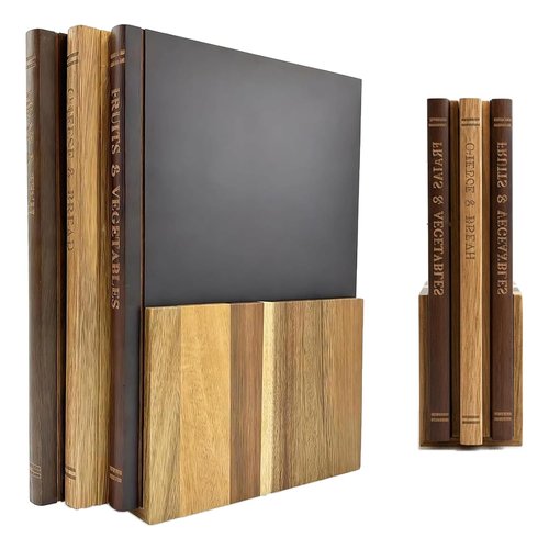Cutting Board Book Set with Stand for Kitchen 3-Piece Acacia Wood Cutting Board Set That Looks Like Books for Vegetables, Cheese, Bread & Meat, Decorative Chopping Board Gift Set
