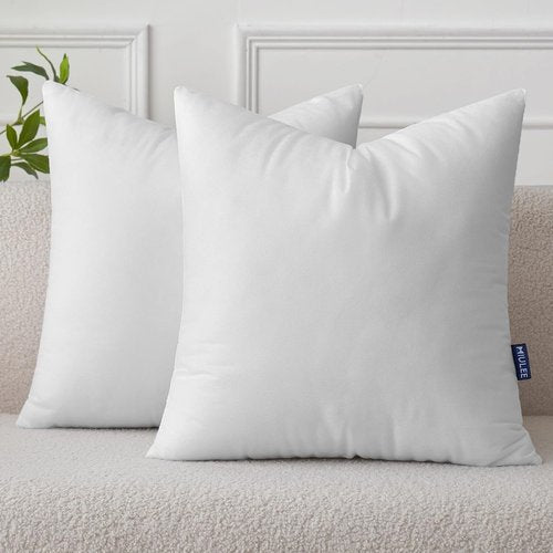 MIULEE Throw Pillow Inserts - Set of 2, 18x18 Inches, Non-Woven Decorative Cushions for Living Room