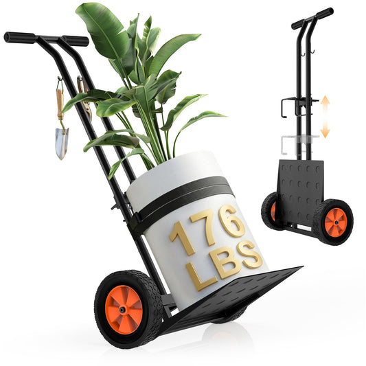OICIPT Plant Caddy with Wheels, USA Original Patent, 176 lbs Plant Dolly Cart, Foldable Plant Mover Cart with Adjustable Grabbing Arm and Strap for Large Plant Pots, Indoor & Outdoor Use, Carbon Black