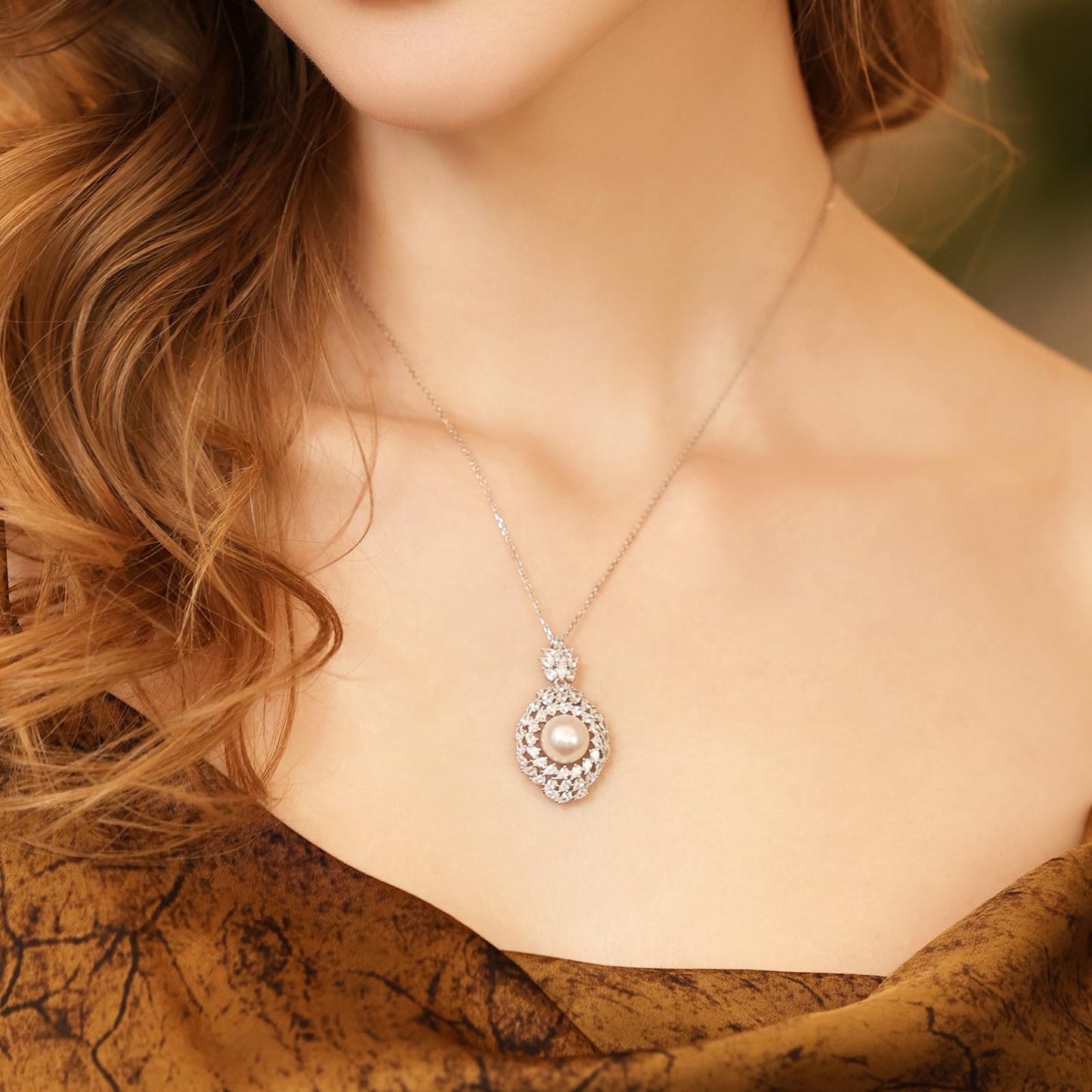 Orapearl Freshwater Pearl Pendant Necklace AAAA 10-11mm Elegant Jewelry Gift for Wife Mom Girlfriend Her Women with 925 Sterling Silver Chain June Birthstone for Anniversary Birthday Wedding