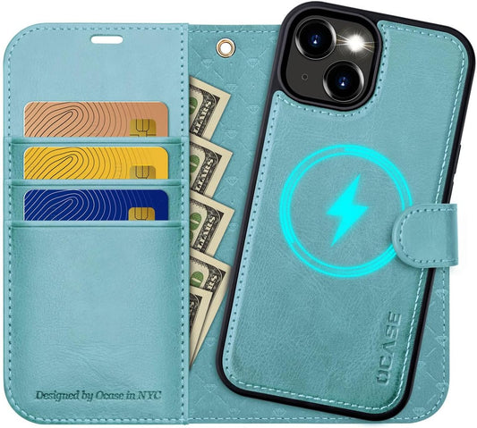 15 [2 1] 6.1 Inch, OCASE for iPhone Detachable Wallet Case with Card Holder, in PU Leather Flip Folio Case with RFID