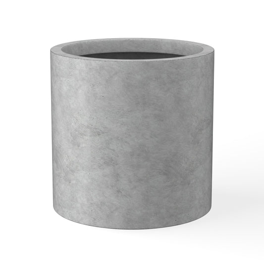 Kante 9.8" Dia Round Concrete Planter, Modern Style Large Cylindrical Plant Pot with Drainage Hole and Rubber Plug for Indoor Outdoor Patio, Natural Concrete