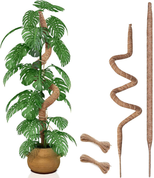 2 Pack 35 Inch Moss Pole, Bendable Moss Pole for Plants Monstera, Tall Moss Poles for Climbing Plants Indoor, Large Support, Garden Trellis Stick Stakes for Plants