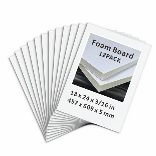 Foam Board 18 x 24 in, ZXUNLIEH 12 Pack White Poster Board, 3/16 in Thick Craft Foam Core Board, Puzzle Board, Double Sided, Foam Sheets for Picture, Project, Presentation, Artwork, Signage and Crafts