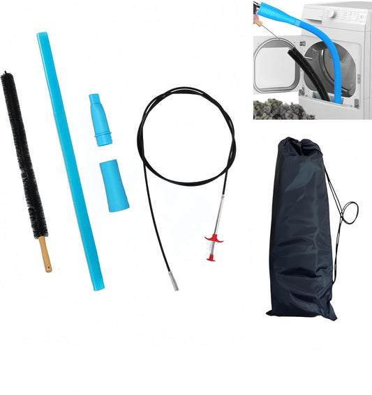 Skiennix Dryer Vent Cleaner Kit - 3Pcs Flexible Lint Brush & Vacuum Attachment with Storage Bag