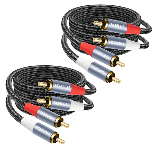 10FT 2RCA 2RCA Cord,2 player-2Pack Gold-Plated Male to Male Aluminum Shell Auxiliary Audio RCA M/M Stereo Audio Cable
