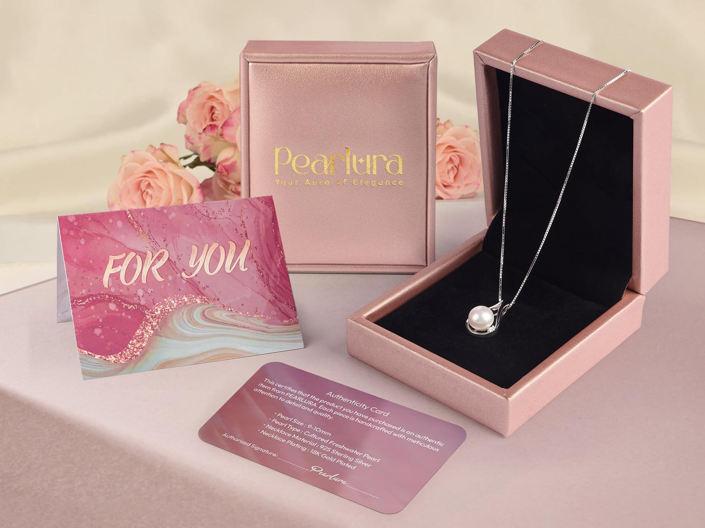 Gifts For Wife Wedding Anniversary - Mothers day gifts -AAA+ Real Pearl Necklaces For Women (18k Gold Platting 925 Sterling Silver) Mothers day necklace ideas Birthday Freshwater Pearl Necklace