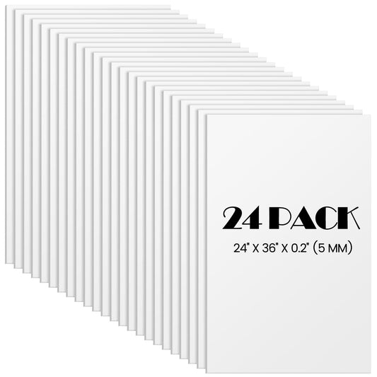 Elcoho 24 Pack White Foam Board, 24 x 36 Inch Acid-Free Foam Core Board, 5mm Thick Double Sided White Poster Boards for Presentation Art Display Office School Projects Crafting Sign Making
