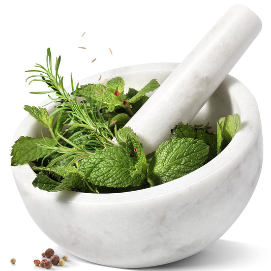 Koville Marble Mortar and Pestle Set, 7"-4 Cups Grinder Bowl for Guacamole, Salsa, Pill Crusher, Spice, Herb, Garlic, Nut, Heavy Duty Grinder for Kitchen(Namib Fantasy)