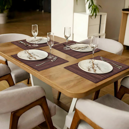 BMBOEUII Bamboo Placemats Set of 4, Dining Table Placemats Heat-Resistant, Durable and Sturdy, Wooden Square Placemats for Kitchen, Table Protection, Dining Room (4pc)