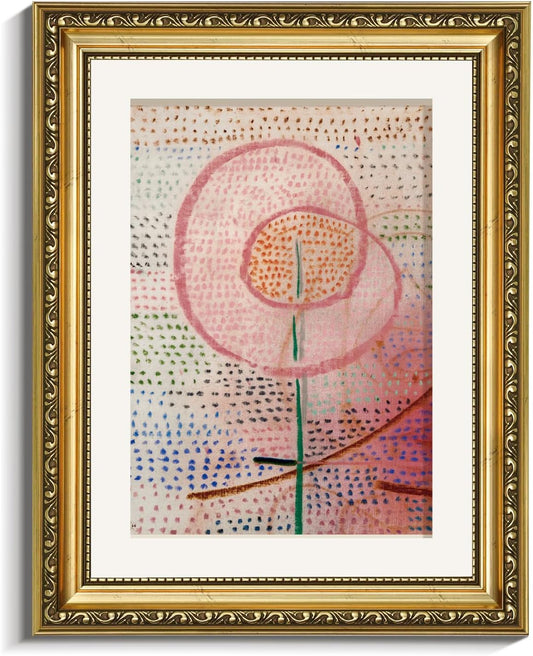 VIYYIEA Gold Framed Canvas Print - Abstract Flower Wall Art | Vintage Pink Home Decor 11x14in