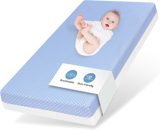 Skiennix Crib Mattress - Dual-Sided Memory Foam for Baby & Toddler | Soft, Breathable, 52" x 27.6" x 5.5", Washable Cover