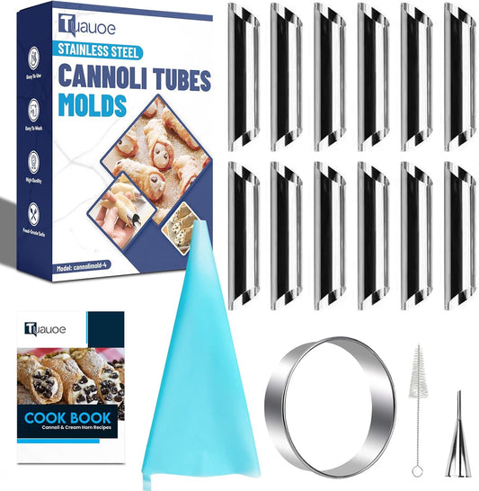 Skiennix 17-Piece Cannoli Tubes Molds Kit - Non-Stick Stainless Steel Cannoli Forms for Pastries