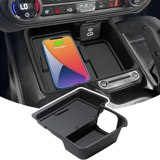 2025 2026 4-Door 2 TOPINSTALL Silicone Wireless Charging Protective Mat Compatible with Ford Bronco Automatic