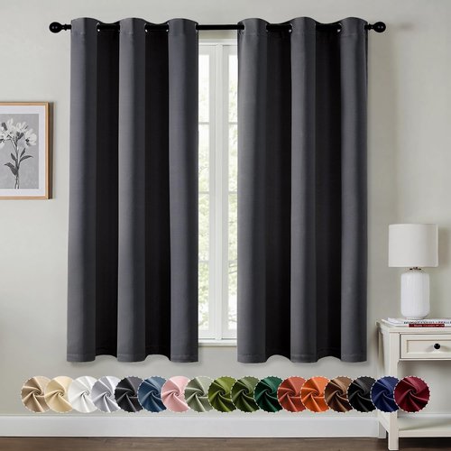 MIULEE Dark Grey Blackout Curtains - Thermal Insulated Room Darkening Drapes | 40 x 45 Inches, 2 Panels