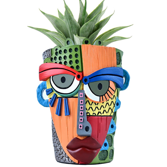 Midogaigai Abstract Face Planter Pots for Plants,Hand-Painted Colorful Flower Pots with Drainage, Indoor Outdoor Garden Decor Gift(Modern,Small)