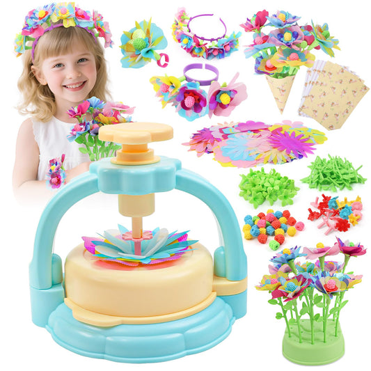 Flower Craft Kit for Kids Ages 4-8 – DIY Fabric Bouquet Toy for Girls and Boys – No Glue Reusable STEM Gift – Make 32+ Flowers – Birthday Arts & Crafts Activity