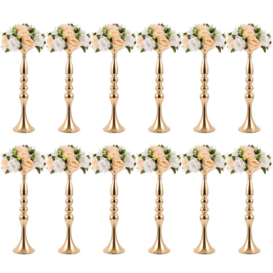 Didaey 12 Pcs Gold Wedding Centerpiece Stand Metal Flower Arrangements Holder Tall Centerpiece for Table Gold Vase Flower Stand for Wedding Reception Event Party Hotel Home Decor(20 Inches)