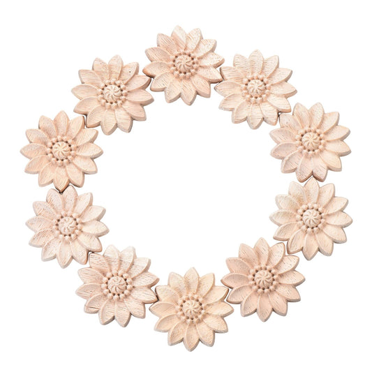 10PCS Wood Carved Flower Appliques Round Carving Craft Decals Onlays for Home Chests Cabinet Door Cupboard Dresser Bed Wall Pew Wardrobe Furniture Decor (Dia-5cm/1.97")