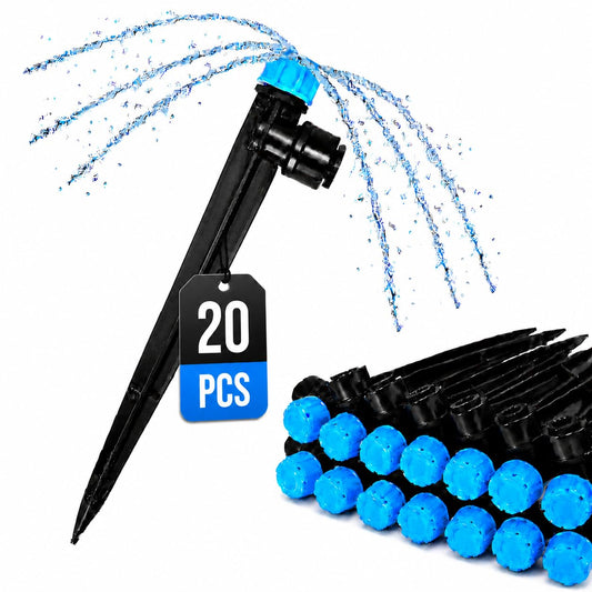 Bonviee 20-Pack Drip Irrigation Emitters- 1/4" Push-to-Connect Precision Irrigation Stakes - Low Flow Garden Watering System for Vegetables, Shrubs & Flower Beds