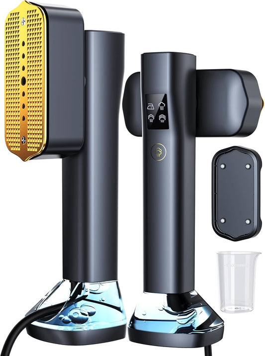 Skiennix Portable Handheld Garment Steamer - 200ml Capacity, 1000W Fast Heat-Up, Leak-Proof Design | Black & Gold