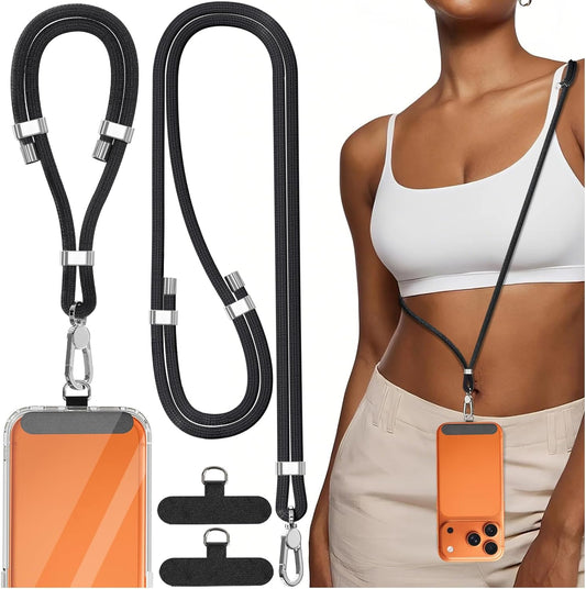4-IN-1 15-31 inch 2 Phone Lanyard + Wrist Strap, Adjustable Cell Phone Lanyard with Tether Tabs for iPhone,Smartphone