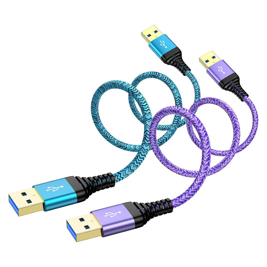 2Pack 6Ft USB3.0 USB to USB Cable, A to A Male to Male Cable Double End USBCord Data Transfer Cord for Hard Drive