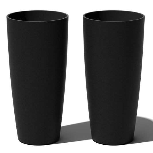 Veradek Mason Series Vega Planter - Round Tall Planter for Indoor or Outdoor Porch/Patio | Made from Plastic-Stone Composite with Drainage Holes | Modern Décor for, Flowers, Interior Plants