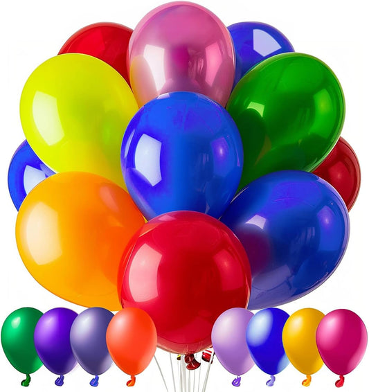 Skiennix 100 PCS Assorted Color Balloons - 12 Inch Latex Balloons for Birthday & Party Decor