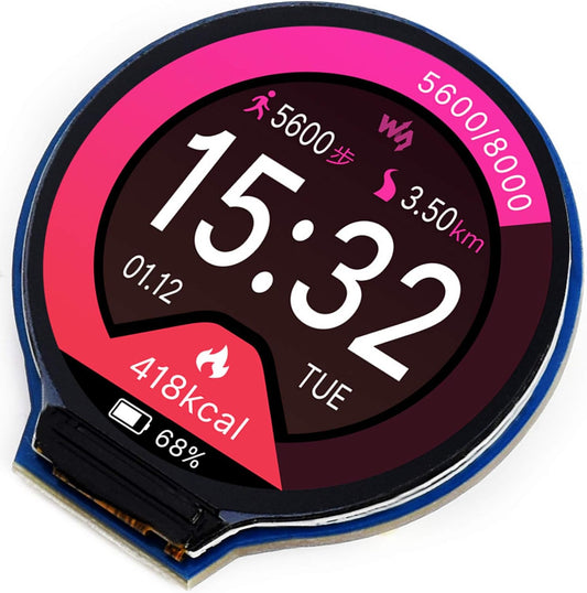 Bicool 1.28inch 240x240 65K Nano/STM32 Round LCD IPS Module Resolution RGB Colors SPI Interface for Arduino/Raspberry