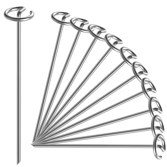 12 Inch 8 Gauge Circle Top Landscape Fabric Staples, HKKZYT 50 Pcs Galvanized Landscape Fabric Pins, Gardening Essentials Garden Weed Barrier Stakes Sod Staples for Outdoor