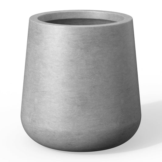 Kante 11.8-Inch Dia Round Concrete Garden Pot with Drainage Hole & Rubber Plug - Indoor/Outdoor Lagre Plant Pot for Home, Garden, Patio, Natural Concrete