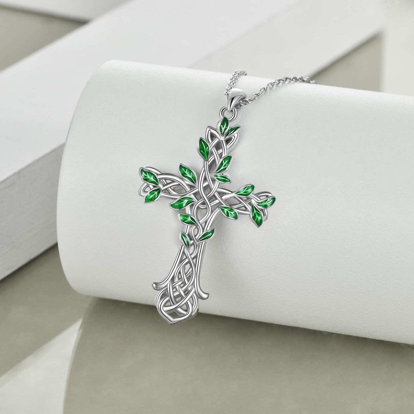 ONEFINITY Cross Necklace 925 Sterling Silver Celtic knot Tree of Life Cross Necklace Pendant Gifts for Women Men
