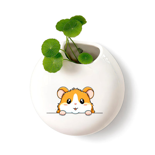 BJDAMAI Hamster Small Wall Planters for Indoor Outdoor Pots Ceramic, Gifts for Women Teens Girls Kids, Hamster Lovers Themed Gifts Decor Stuff Things Items!